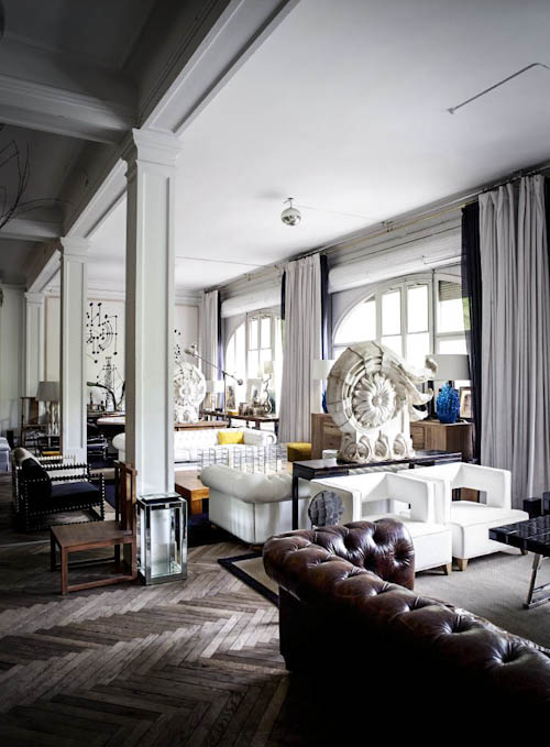The owner opened up the space and filled it with light retaining the original large windows