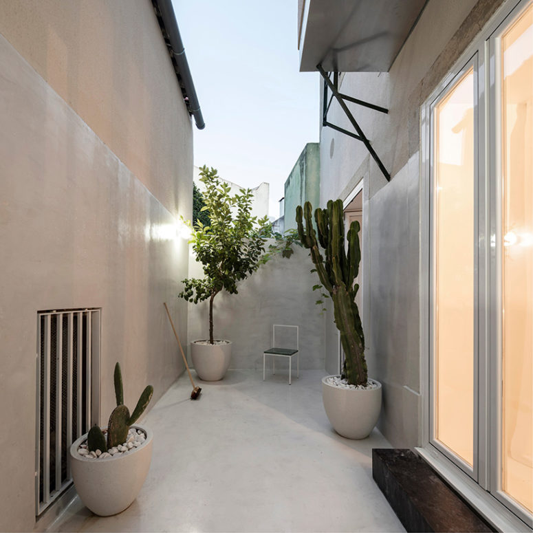 An outdoor patio has been included, natural yet unexpected for a second-floor apartment
