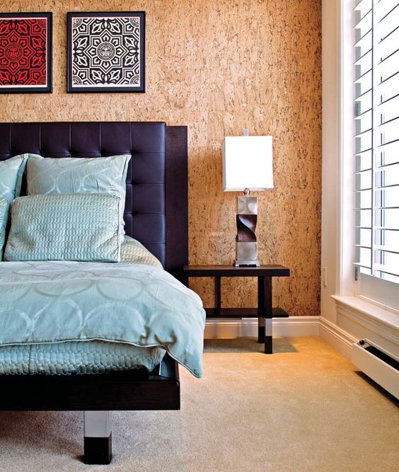 accent cork wall looks attractive as a wooden one but is more affordable