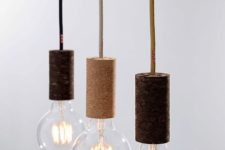 07 bulb holders made of cork of different shades