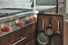 07 pegboards inserted into a vertical drawer to store frying pans