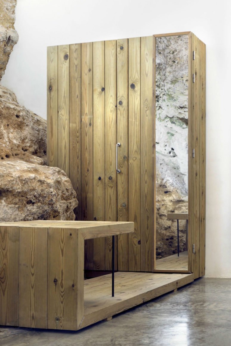 Natural wood wardrobe comes with an extension