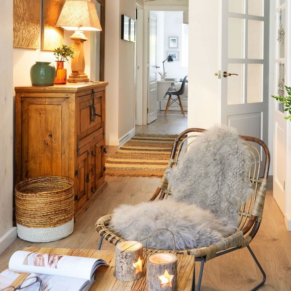 cozy faux fur cover for a wicker chair