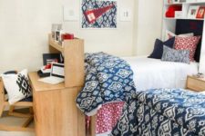 18 chic and simple dorm room decor in navy, red and white