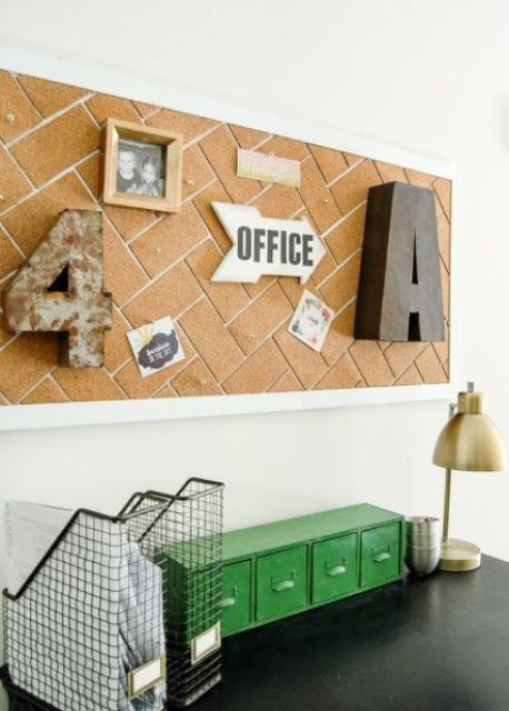 herringbone cork covered board for the office