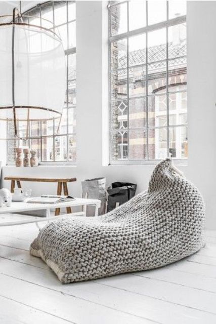 chunky knit beanbag chair is a perfect item for winter