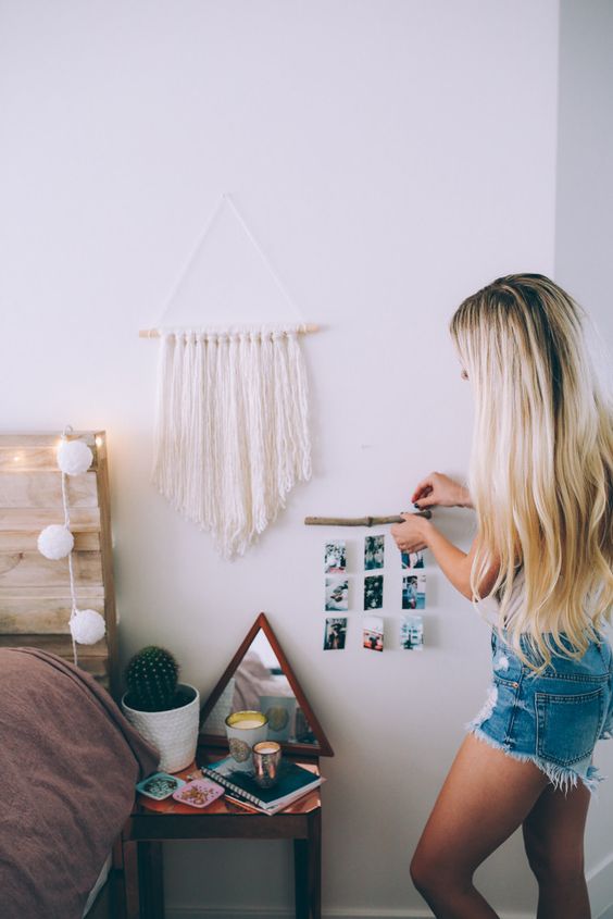 add yarn and wood ar pieces, personal photos and maybe succulents or cacti