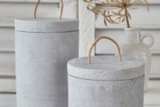 28 concrete jars with lids for storage of any kind