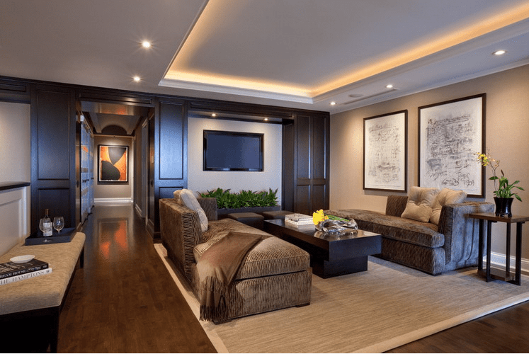 such a cutout in the ceiling accentuates the living room area