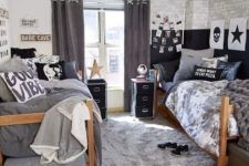 boys dorm room in black and gray tones could also be quite stylish