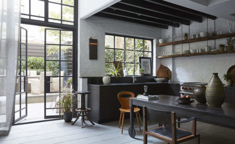 Moody Industrial Meets Vintage Kitchen Design