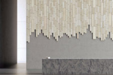 03 chic bamboo tiles covering a part of the bathroom wall as a mural