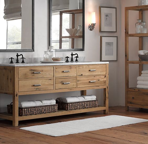 34 rustic bathroom vanities and cabinets for a cozy touch - digsdigs