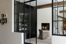 04 black framed French doors for connecting the interiors with each other