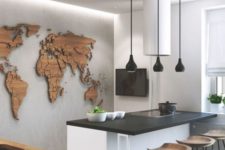 05 kitchen wall mural of wood featuring the map of the world