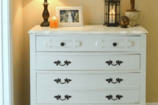 07 chic white dresser in vintage style, dark handles