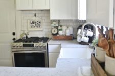 08 white rustic kitchen with subway tiles and white quartz counters
