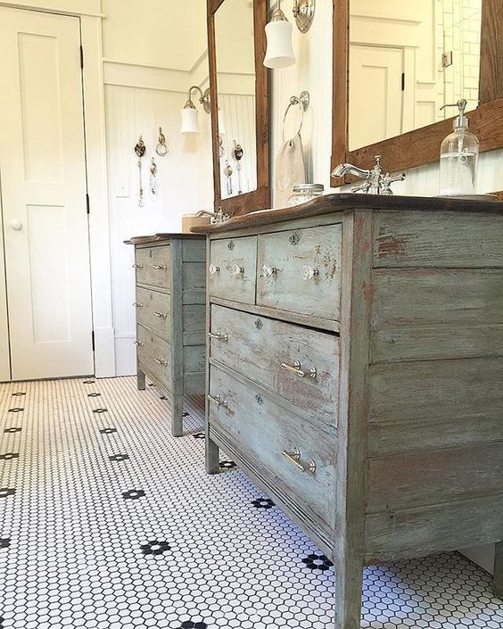 farmhouse patina sink vanities for a vintage feel
