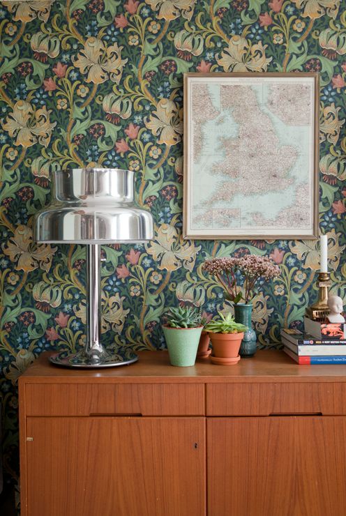 multi-colored floral and botanical print wallpaper