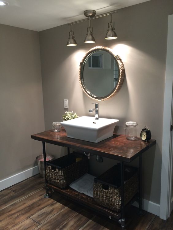 32 Trendy And Chic Industrial Bathroom Vanity Ideas - DigsDigs