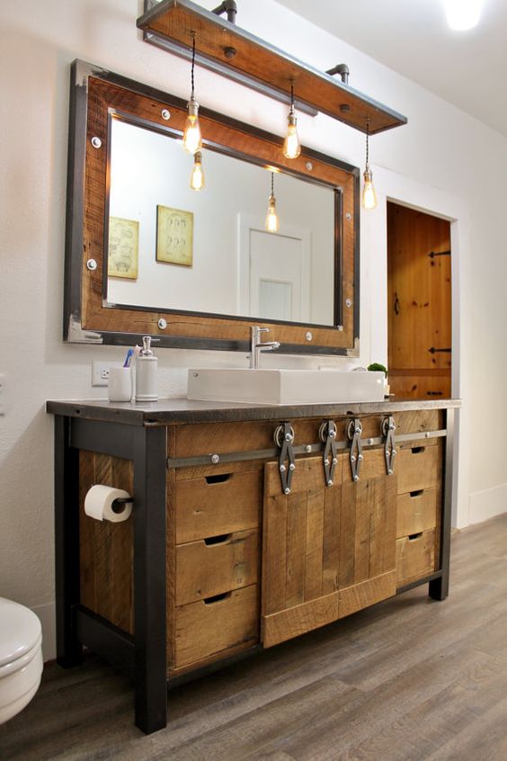 45 Trendy And Chic Industrial Bathroom Vanity Ideas - DigsDigs