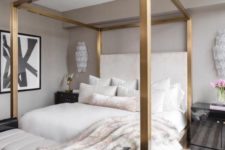 18 shiny brass frame canopy bed for a modern bedroom