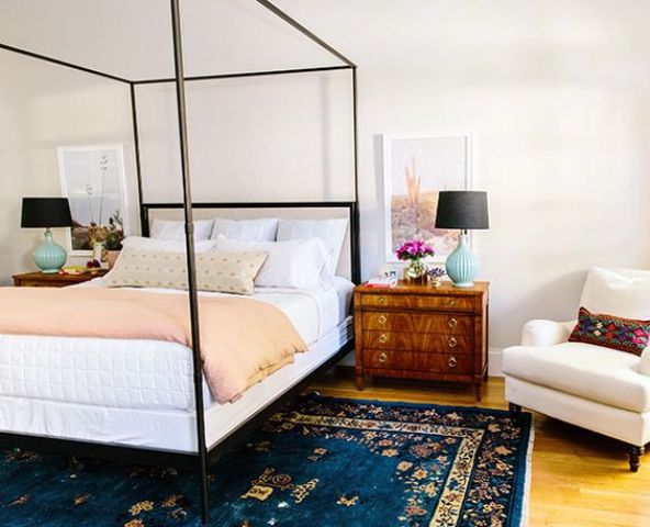 thin black metal frame lets the bed match any room from boho chic to modern
