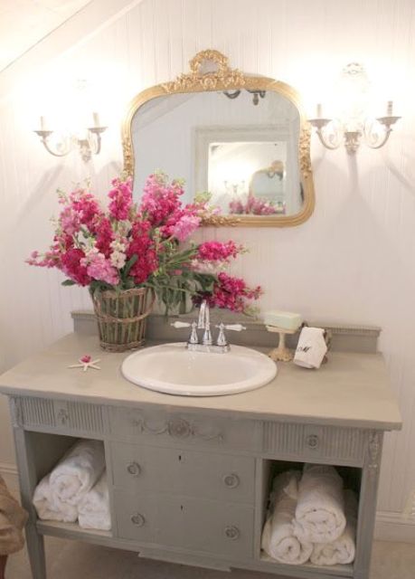 Shabby Chic Vanities For Your Bathroom, Shabby Chic Bathroom Vanity Mirror