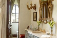20 patina-colored refined bathroom vanity with a marble counter