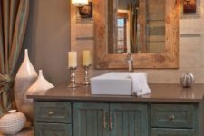21 rustic shabby chic patina bathroom vanity with a dark counter