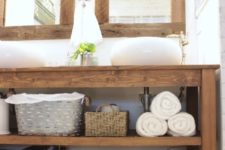 24 reclaimed wood bathroom vanity with open shelves