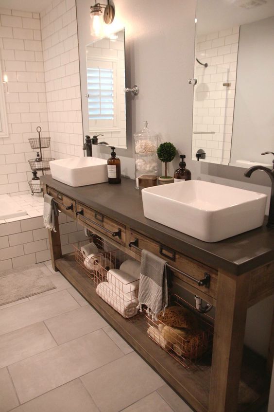 34 Rustic Bathroom Vanities And Cabinets For A Cozy Touch