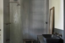 26 black metal bathroom vanity with pipes for hanging towels
