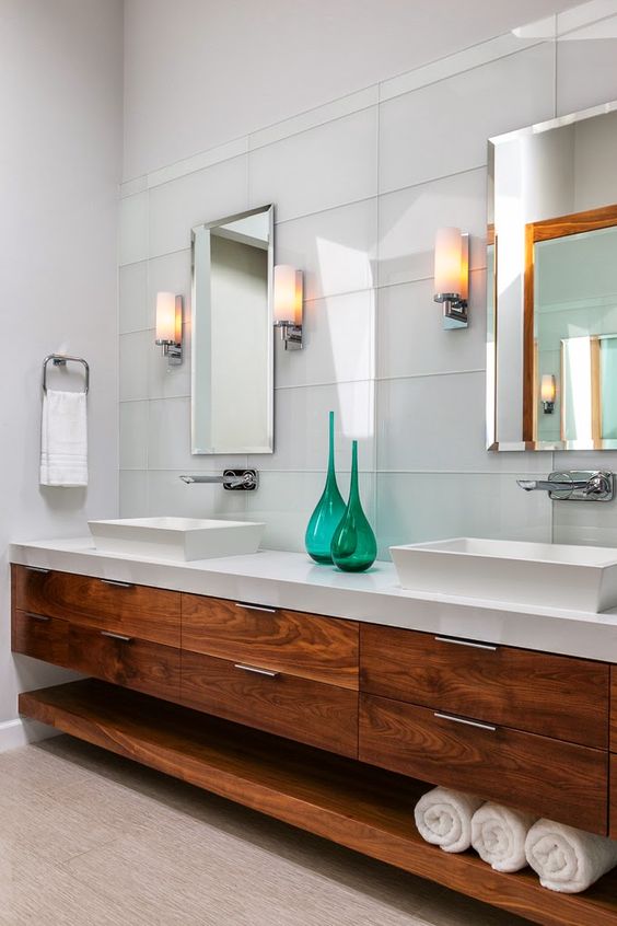 43 Floating Vanities For Stylish Modern, Best Finish For Wood Bathroom Vanity Top