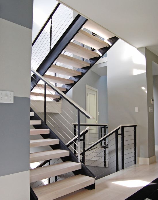 Horizontal Flat Bar Railing for Black and White Interior - Great Lakes Metal Fabrication