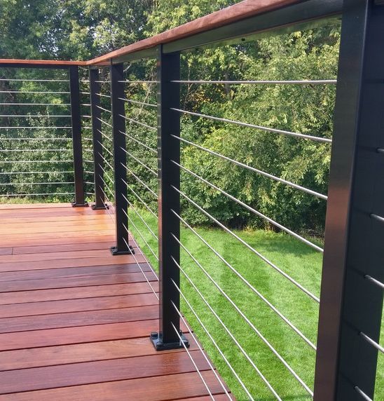 aluminum posts and cable infill for the deck decor