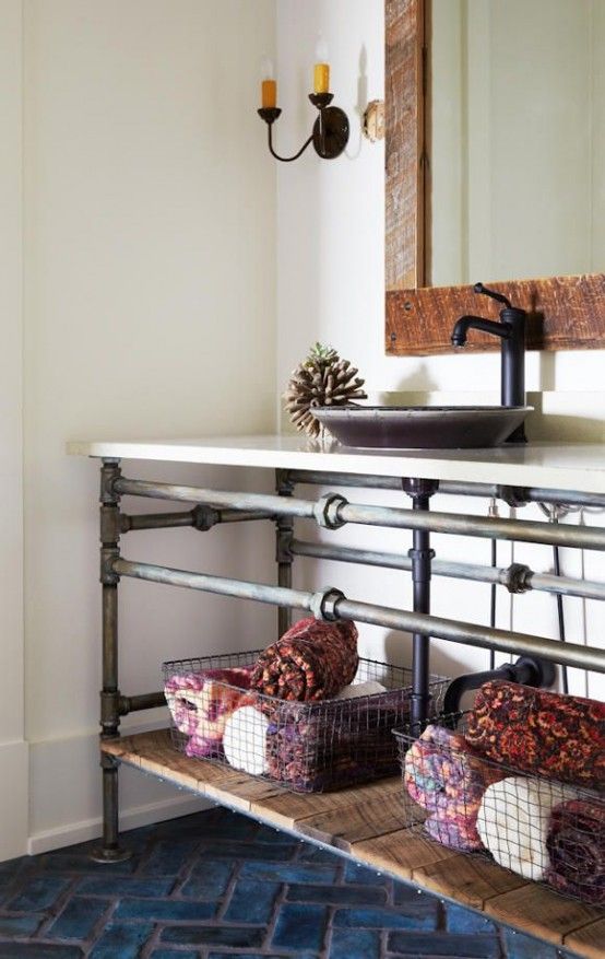 45 Trendy And Chic Industrial Bathroom Vanity Ideas - DigsDigs