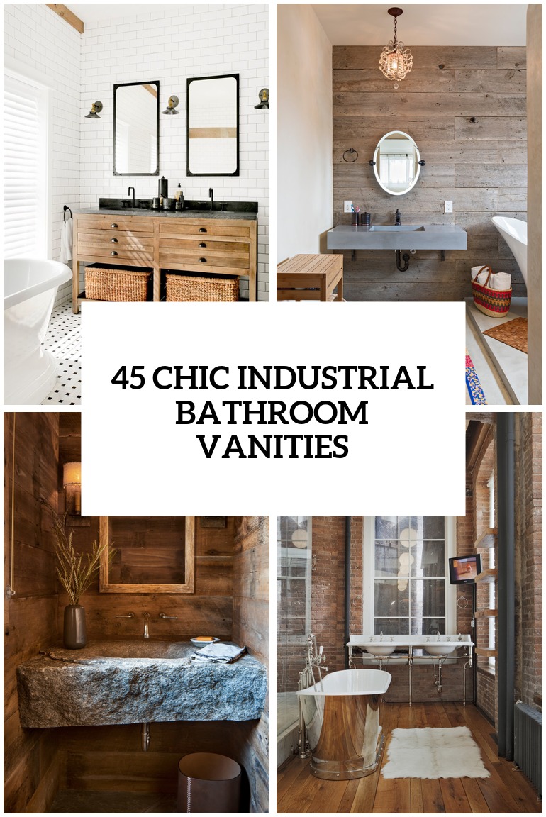 trendy and chic industrial bathroom vanity ideas cover