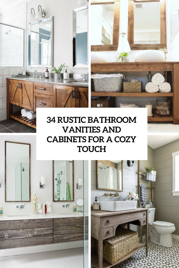 rustic bathroom vanities and cabinets for a cozy touch cover