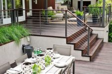 35 metal, wood and cable railings let the outdoor spaces merge and look bigger than they are