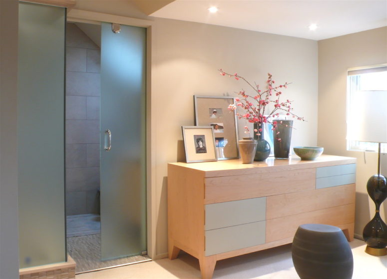 frosted glass doors are perfect for bathrooms (Shirley Meisels)