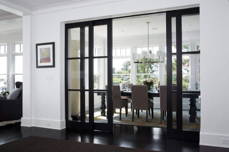 sliding glass doors could separate a dining space from a kitchen (LDa Architecture &amp; Interiors)