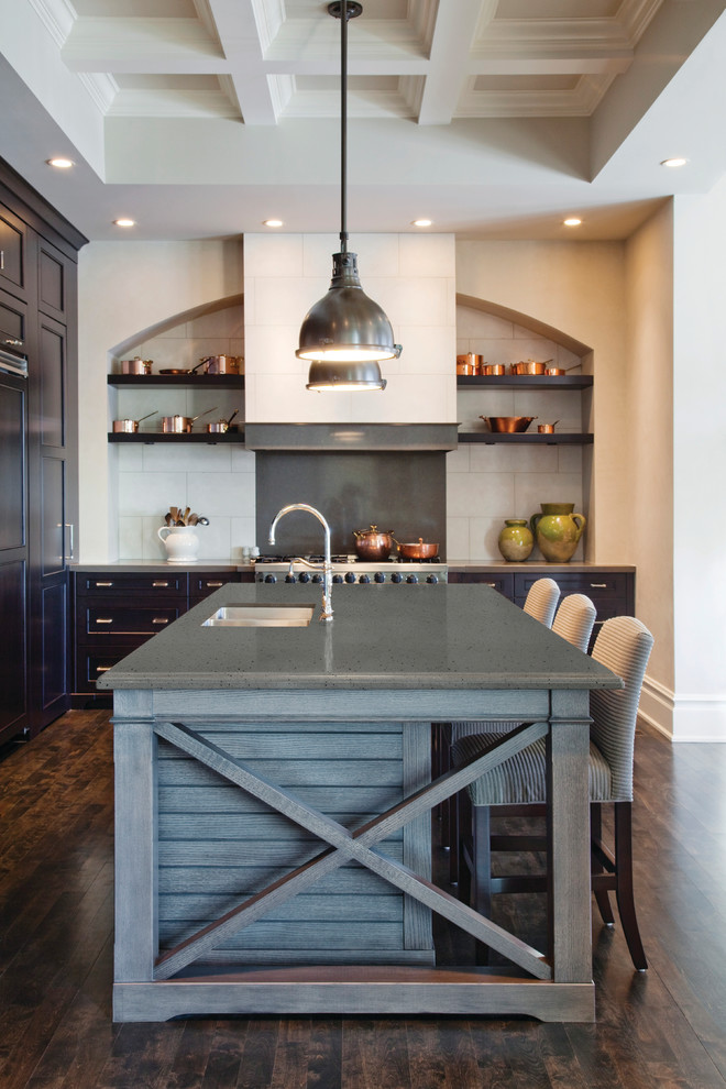 grey quartz contertop would work in loft-style interiors because it looks like concrete