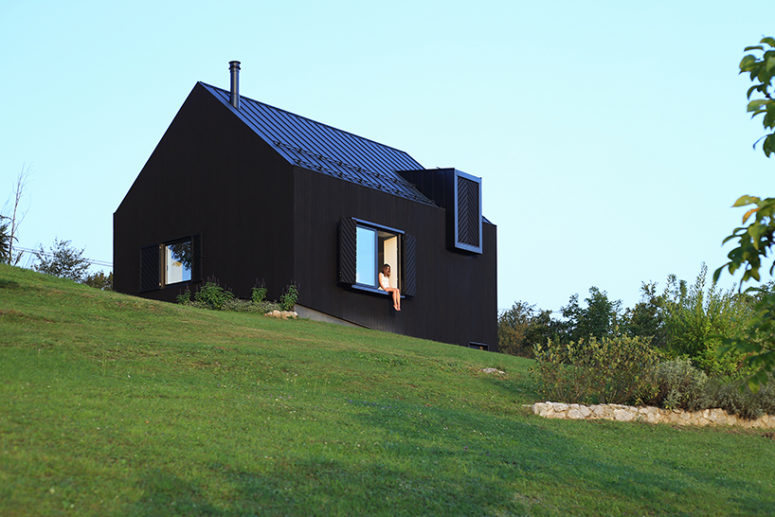 Black Wooden Country House With Modern Interiors