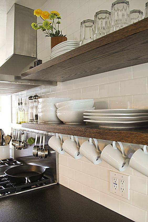 35 Floating Shelves Ideas For Diffe, Two Tone Floating Shelves For Kitchen
