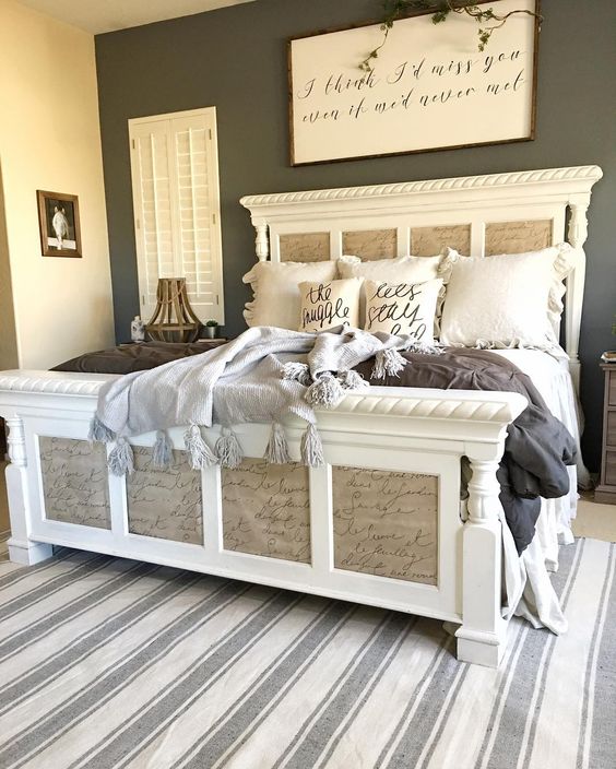 vintage-inspired bed with handwriting - incorporate your favorite quotes