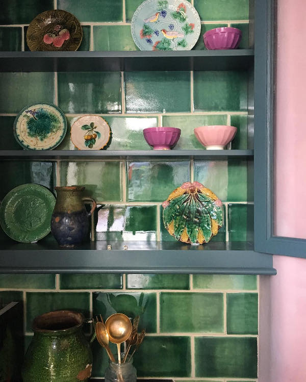 Even dishes and plates here catch an eye, they are vintage and colorful