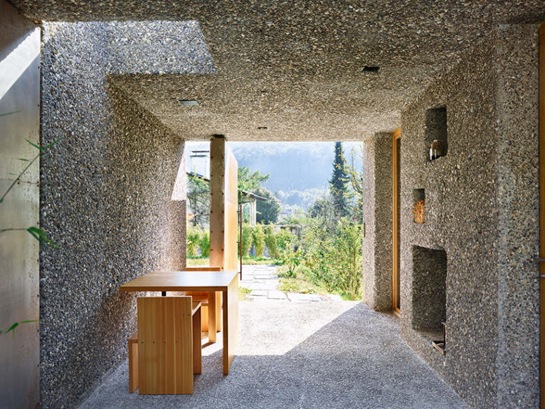 courtyard design A partially covered courtyard provides access to the garden at the rear