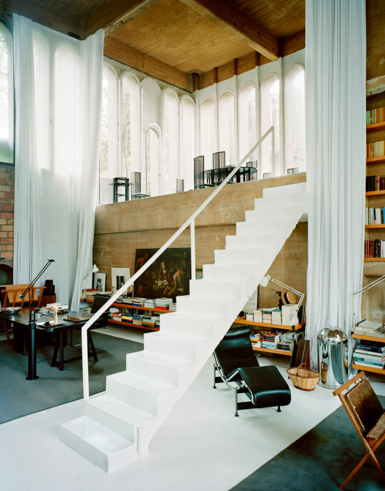 The house is modern, filled with art, books and stylish furniture