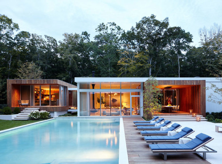 There's a large pool and loungers next to the pool